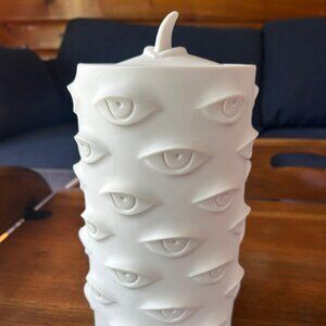 Jonathan Adler Muse Eyes Cookie Jar White Porcelain Surrealist Brand New RARE